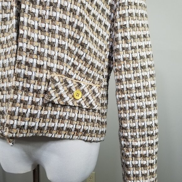 Chicos Boucle Tweed Blazer Lady Jacket Size 1 (8/M) Pockets Classic Career Crop - Picture 4 of 11